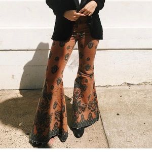 Free People Just Float On Printed Flare Jeans